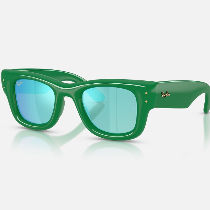 Ray Ban Women Square Frame Polished Green Sunglasses