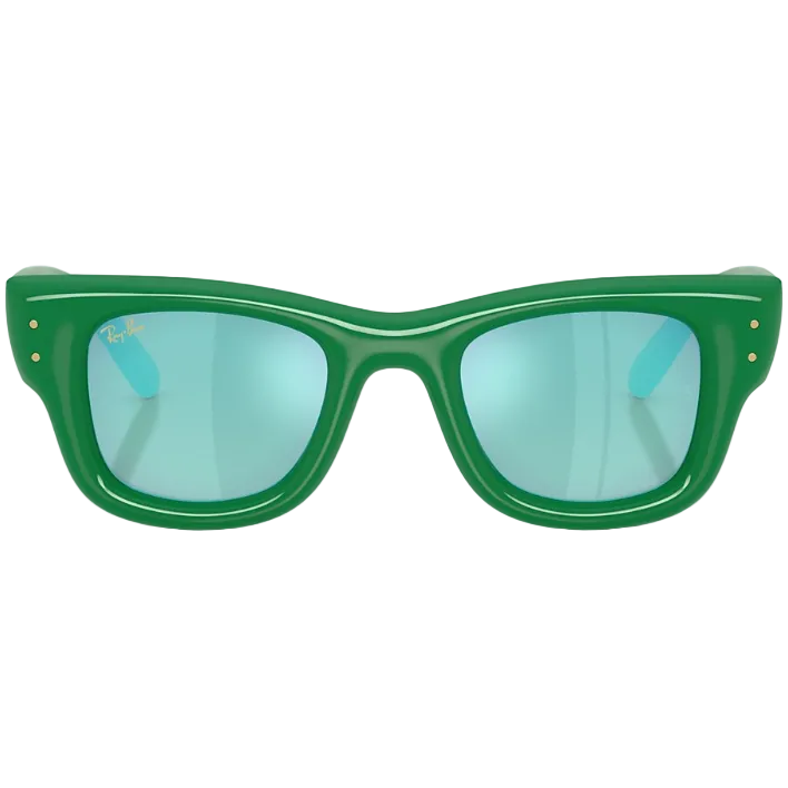 Ray Ban Women Square Frame Polished Green Sunglasses