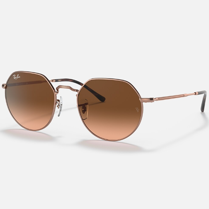 Ray Ban Women Irregular Frame Polished Copper Sunglasses