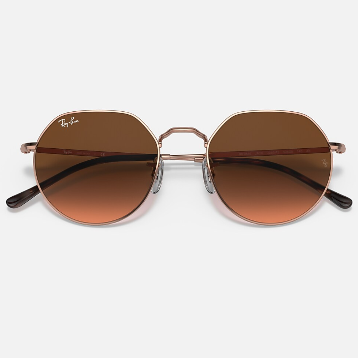 Ray Ban Women Irregular Frame Polished Copper Sunglasses