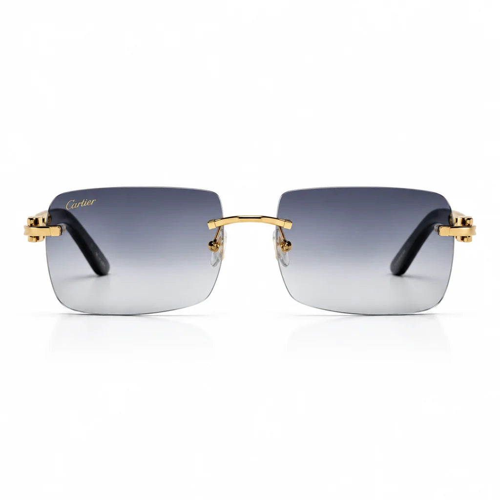 Cartier Elongated C de Motif Men Rimless Grey Sunglasses