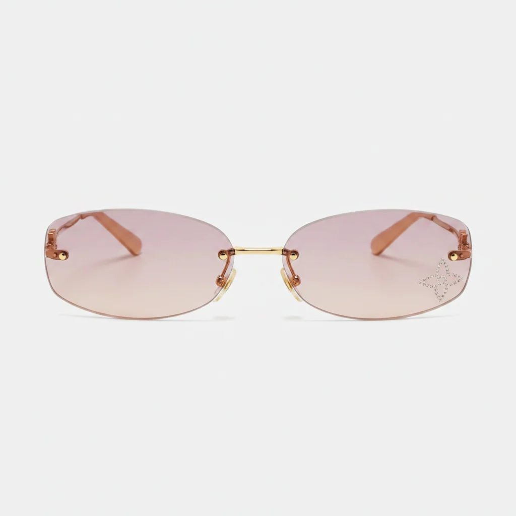 Louis Vuitton Women Crystal Oval Pink/Gold Tone Sunglasses