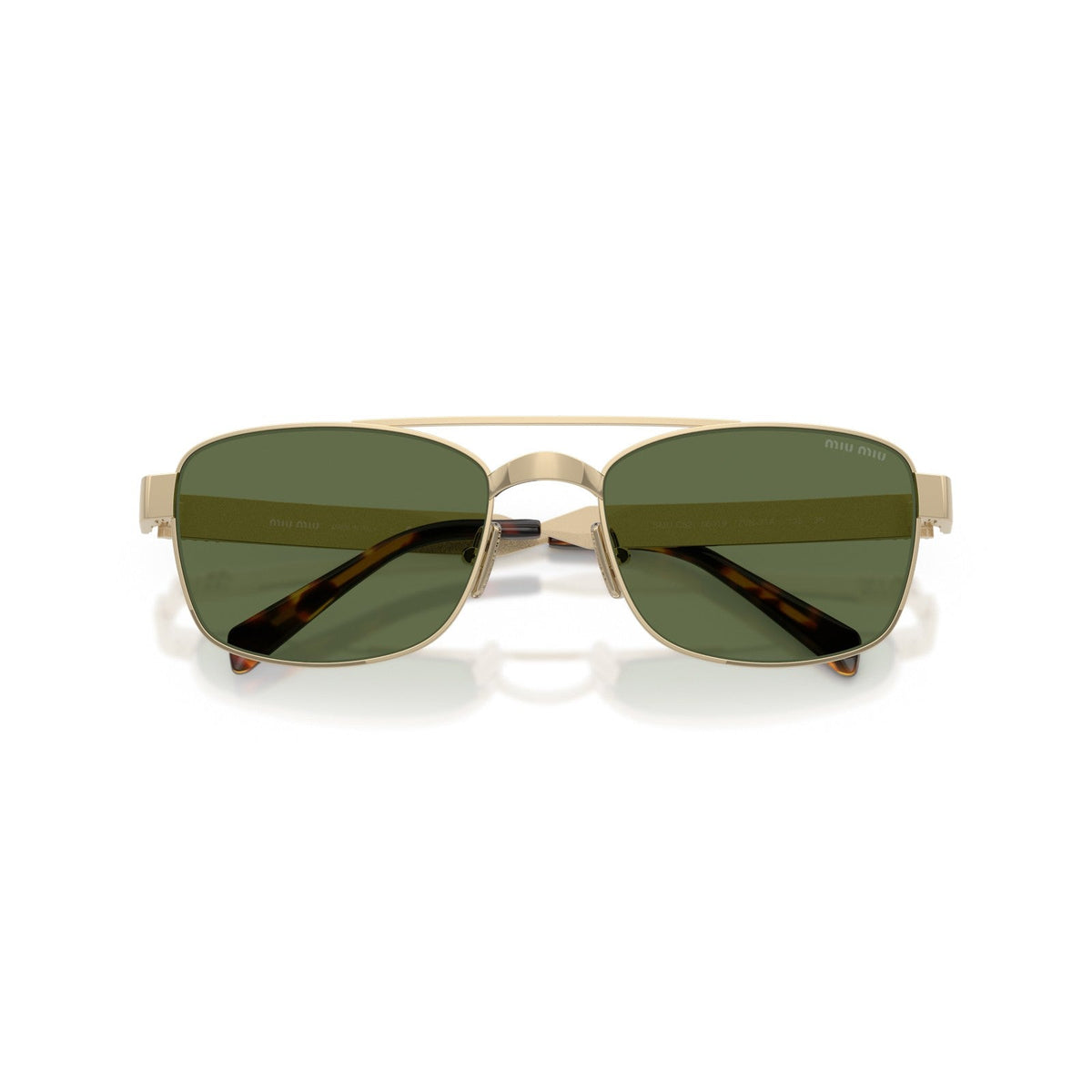 Miu Miu Women / Unisex Double-Bridge Gold / Green Sunglasses