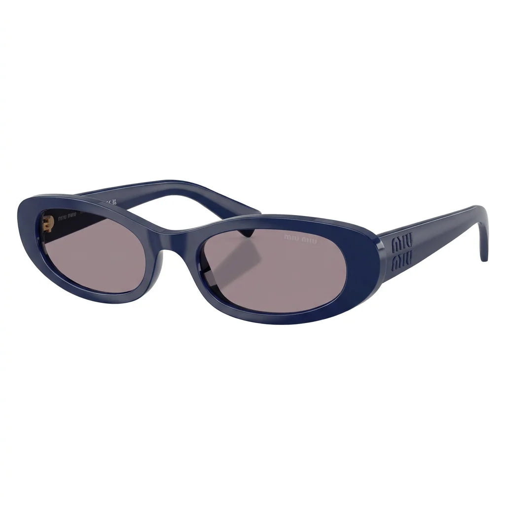 Miu Miu Women MU C02S Oval Glossy Navy Blue / Soft Grey Sunglasses